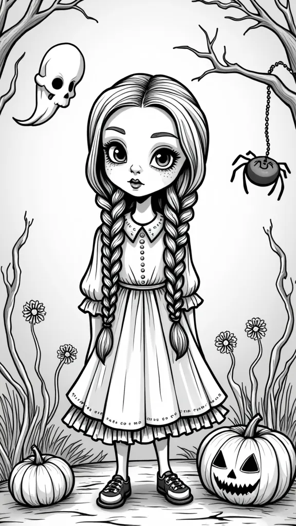 addams family wednesday coloring page